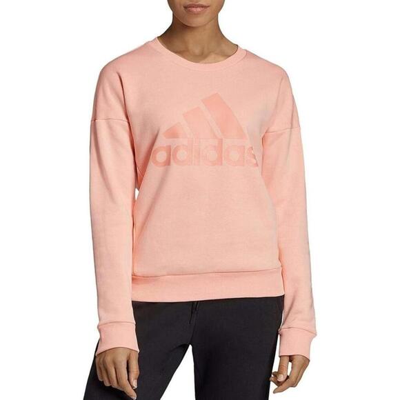 Adidas Womens Sport Must Haves Badge of Sweatshirt Glow Pink EB3814 Sz S - Picture 1 of 6